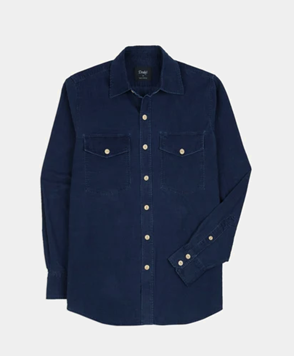 DRAKES' Corduroy overshirt NAVY