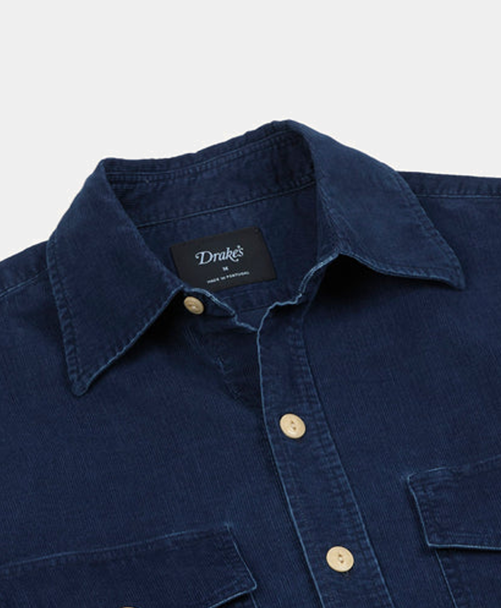 DRAKES' Corduroy overshirt NAVY